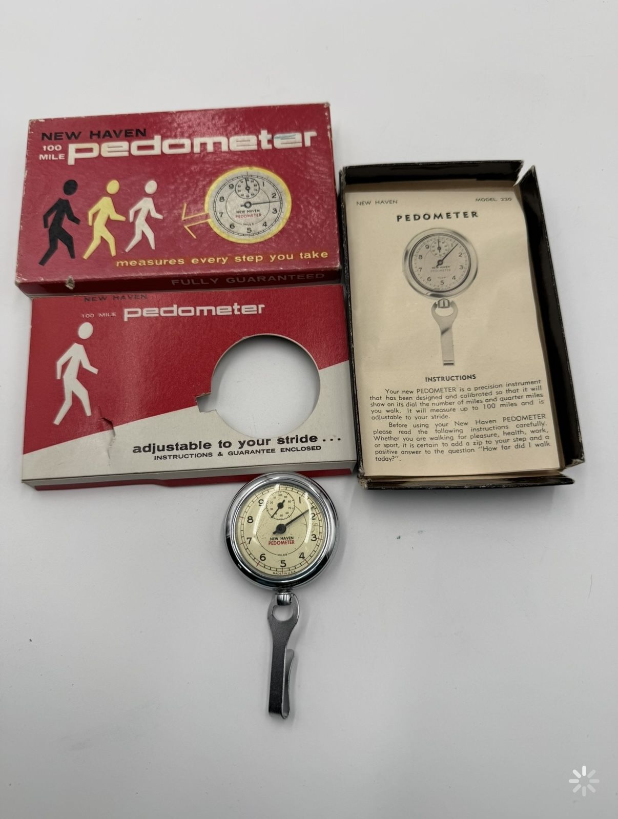 Vintage New Haven 100 mile Pedometer Model 230 USA