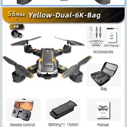 New S6 Max Drone 8k/6k/4k Profesional HD Camera Obstacle Avoidance Aerial Photography Optical Flowable Foldable Quadcopter Sell Apron (Yellow-Dual-6K)
