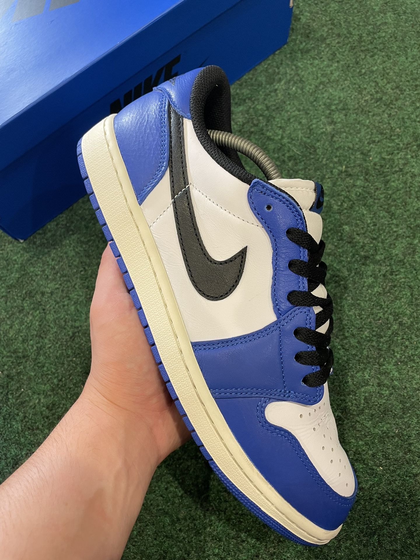 Air Jordan 1 Retro Low OG White/Black/Game Royal/Sail Size 11