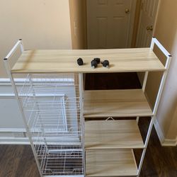 Wood and Metal Storage Shelf with 4 wheels