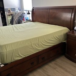 King Size Sleigh, Bed With Underneath Drawers
