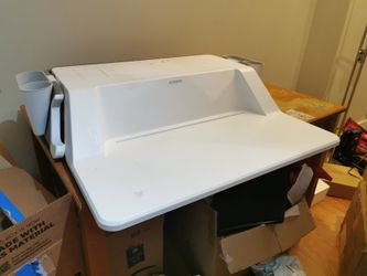 FlexiSpot EM6W Motorized Sit-Stand Desk Riser, 30"W x 29-3/16 "D, White

