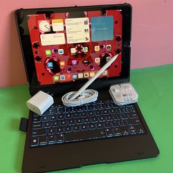 Apple IPad 9th Generation (10.2” Retina /Touch ID /IOS 26/ 2021 Model) 64GB with Pen, Keyboard  & Accessories