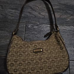 Carla Minicci Brown & Tan Small Canvas with Leather Trim Bag