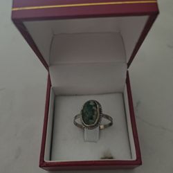 A Tiny Size 7.5 Silver Ring With Genuine Persian Turquoise Stone