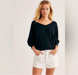 Free People Santa Clara Thermal Top – Black – Medium – Brand New in Package