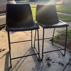 Faux Leather Brown Barstools Set Of 2 