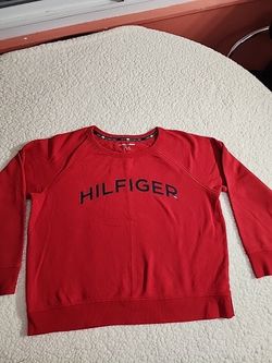 Tommy Hilfiger Sport Sweatshirt Womens Large Red Logo Graphic Pullover