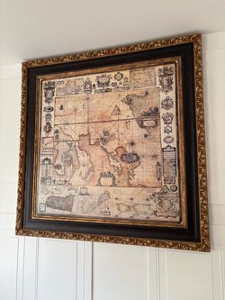 Framed Antique-Style World Map Art Print