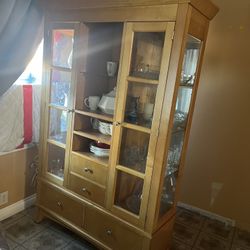 Wooden Shelves With Glass