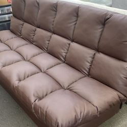 New Futon / Bed.  Brown Leatherette.  Free Delivery!