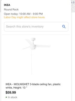 IKEA molnighet 3 blade fan, new. Ugly box