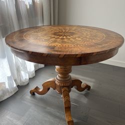 Vintage Italian Inlaid Handmade Wood Table