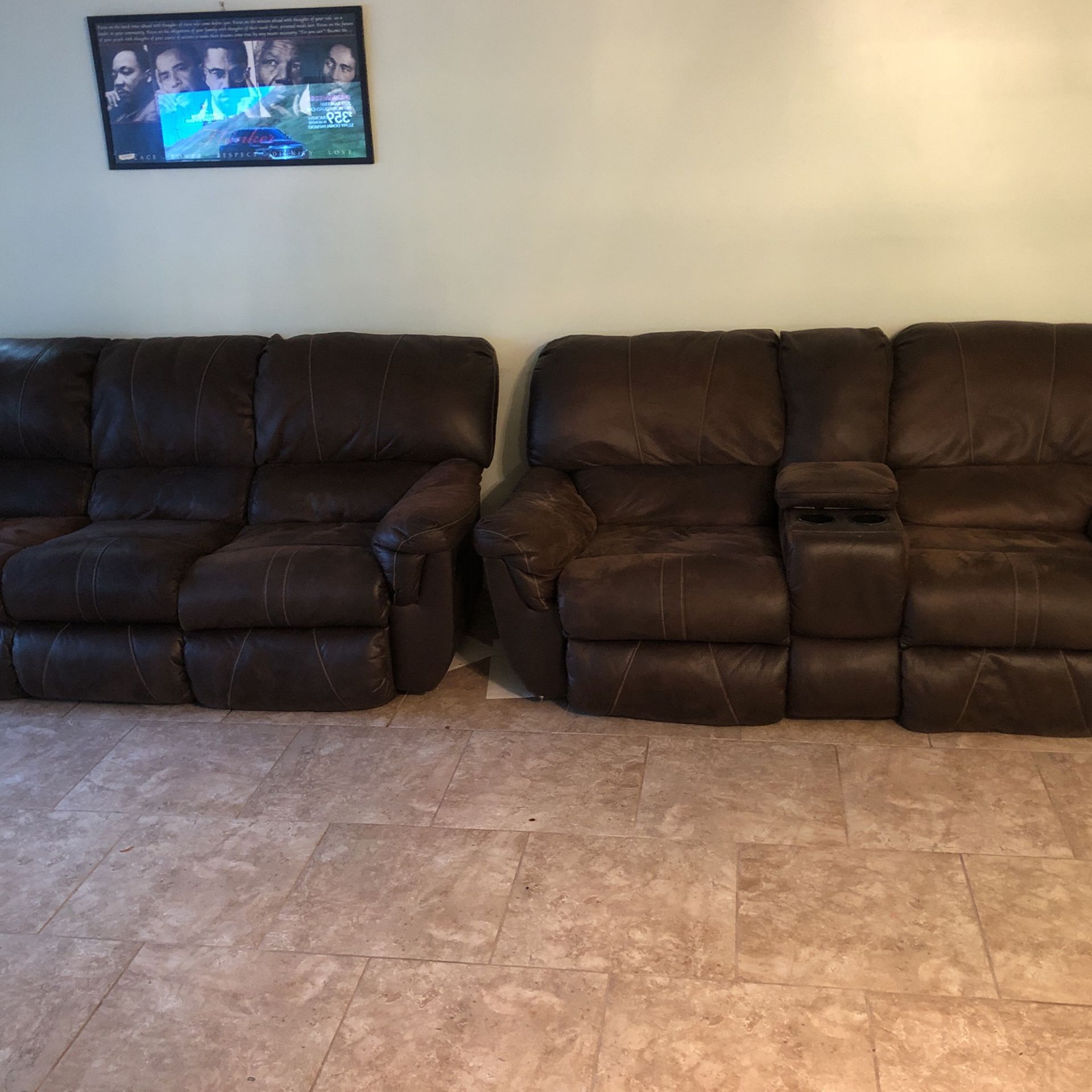 Couch Set ( Reclining Functions) With Cup holders And Storage