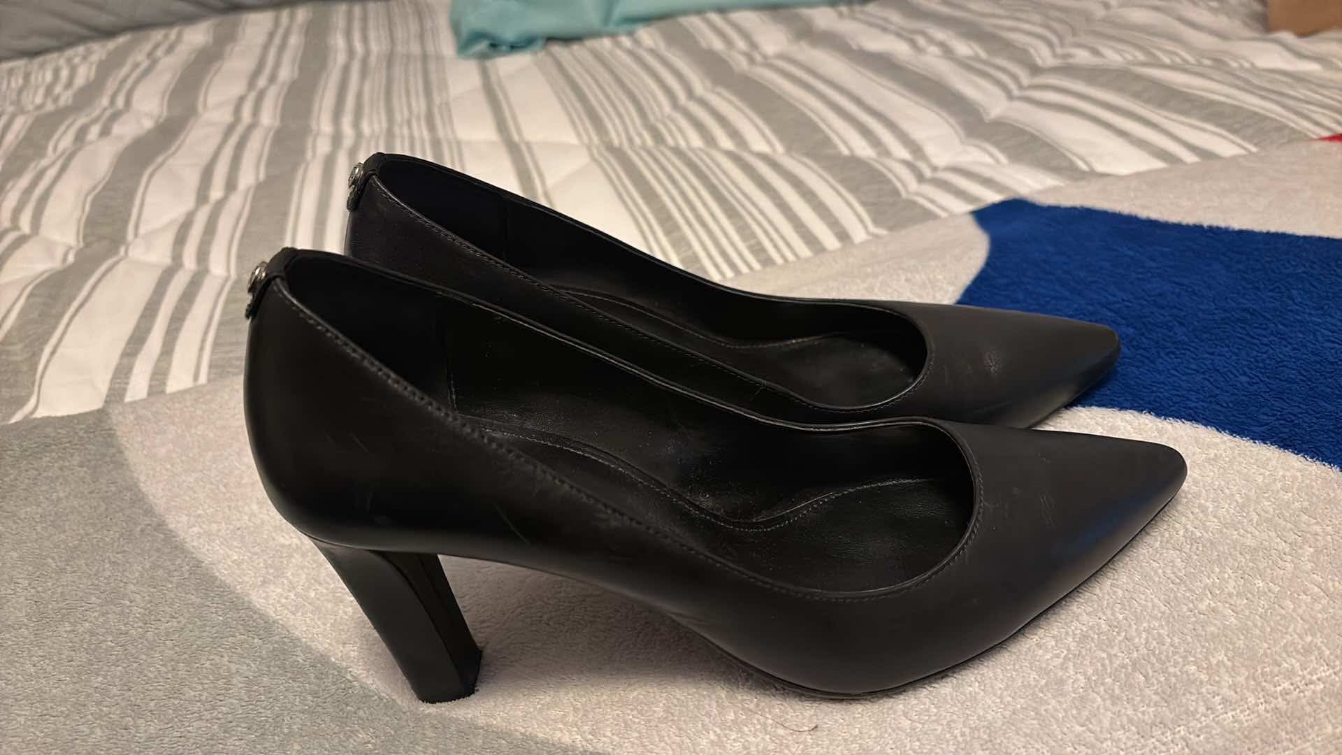 Black Leather MK heels Size 9