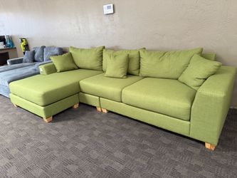 Lime Green Fabric Sectional Sofa with Chaise (marked way down!!)