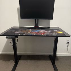 electric gaming desk + ONN gaming monitor for sale! 