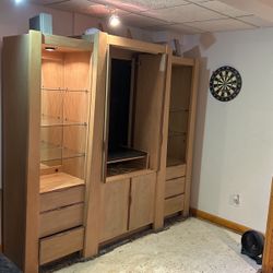 Entertainment Center - Oak Wall Unit 