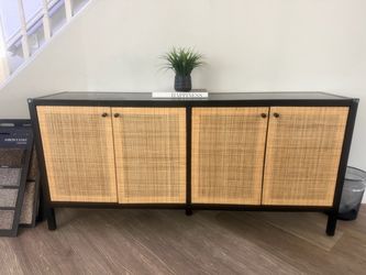 Black and brown rattan buffet
