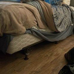 Bed Frame Queen/full Head, Head Board,  And Comforter. The Mattress Is Trash. 