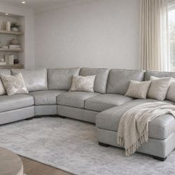 Italian Leather Sectional with Chaise