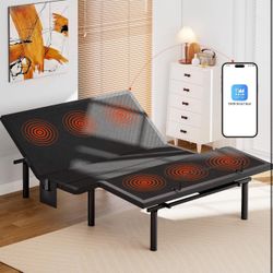 AMADA HOMEFURNISHING Adjustable Bed Frame with Massage, App-Controlled Queen Adjustable Bed Base