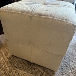 Real horse hair cube ottoman footstool