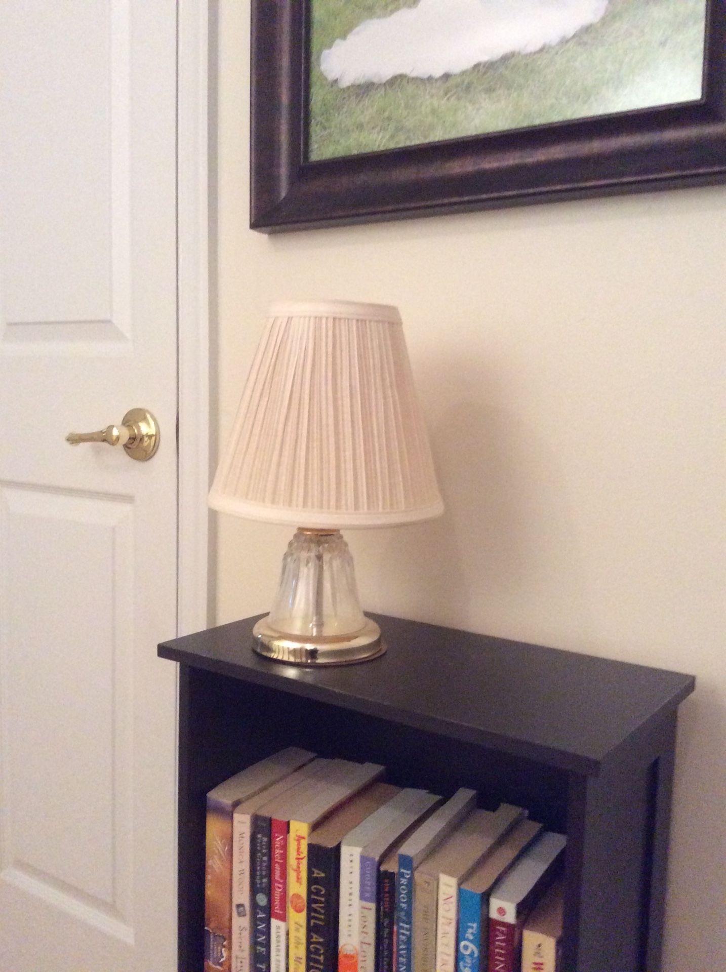Brass and crystal lamp and shade 12 inches tall