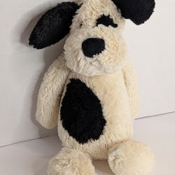 Jellycat London Medium Bashful Black Cream Plush Puppy