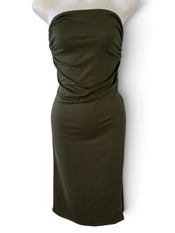 Olive green strapless dress size S
