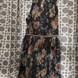 Petite large black flower dress