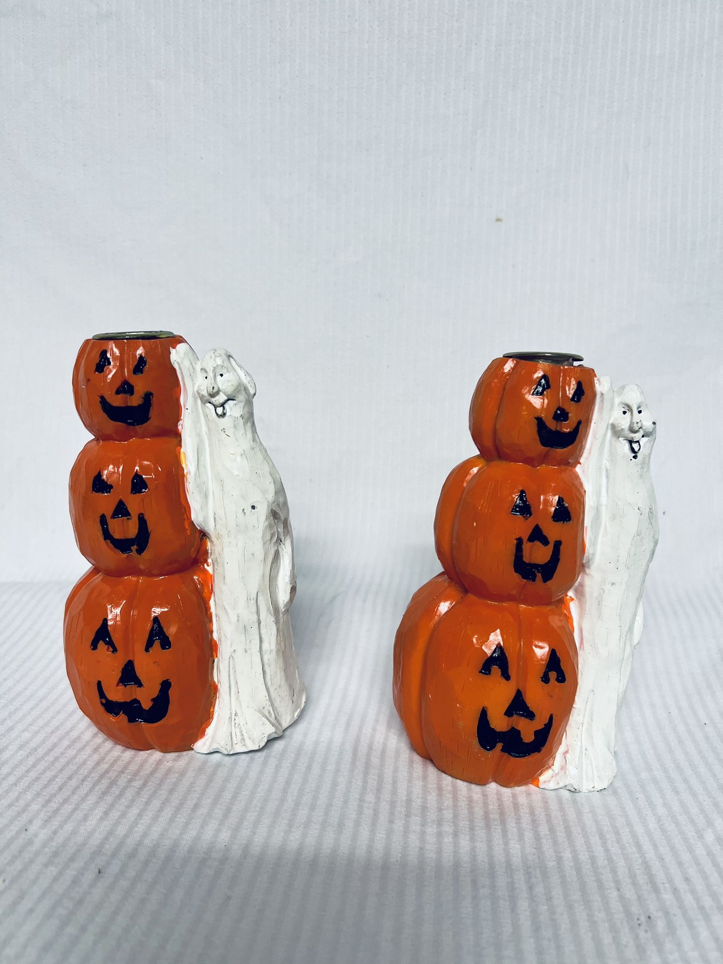 Set of Halloween Candle Holders Pumpkin Ghost