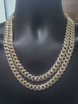 11MM 10k Yellow Gold Diamond Cut Monaco Chain MCOD13