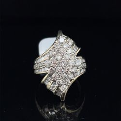 10KT Yellow Gold Diamond Waterfall Ring 6.10g 2CTW Size 7 177323