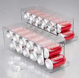 2 Pack Stackable Soda Can Organizer with Lids, Refrigerator Organizer Bins, Can