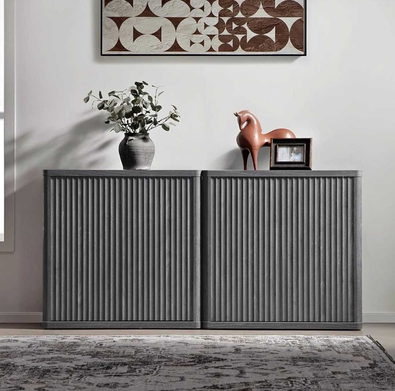 Buffet Cabinet with Storage 69.2" Sideboard Accent Modern Credenza with Doors & Shelves Fluted Tall