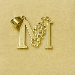 18k Real Gold Initial “M” Pendant 