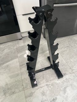 Cash only no Zelle Brand new assembled 5 tier dumbbells rack holds ten dumbbells weights Olympic weights plates available