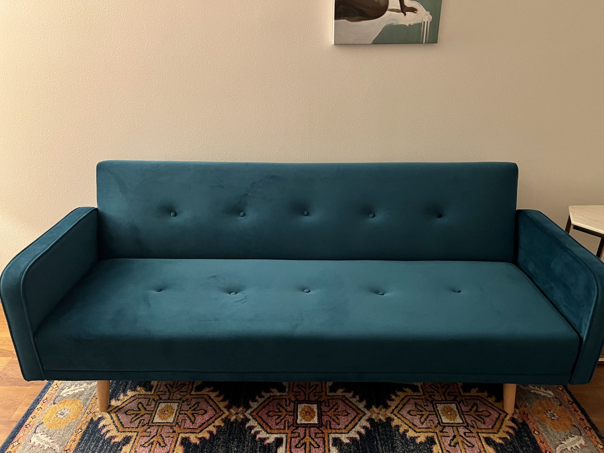 New without box: Castlery Deep Teal Velvet Couch/Sofa Bed