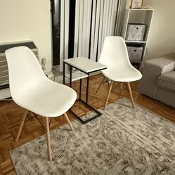 Set of 2 White Modern Chairs – Minimalist Design – $30 – Brookline Pickup