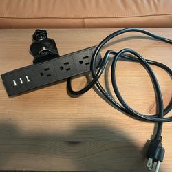 Desk Clamp Power Strip With 3 USB-A 2.0 Ports