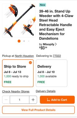 Stand Up Weeder with 4-Claw Steel Head Retractable Handle and Easy Eject Mechanism for Dandelions