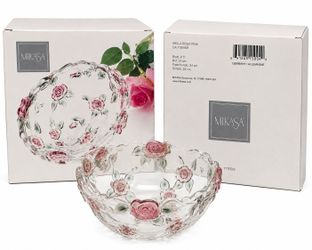 Mikasa Bella Rosa Pink 9.5” Crystal Bowl – Germany – Original Box