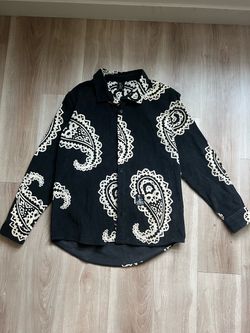 OVO October’s Very Own Paisley Corduroy Button Up Shirt Black Men’s Large