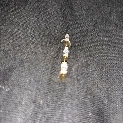 10K Gold Three Marquise Diamonds Necklace Charm
