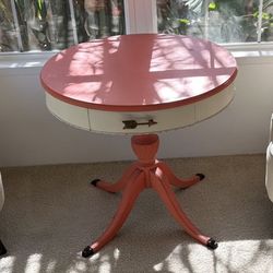 Vintage Painted Small Table With Drawer