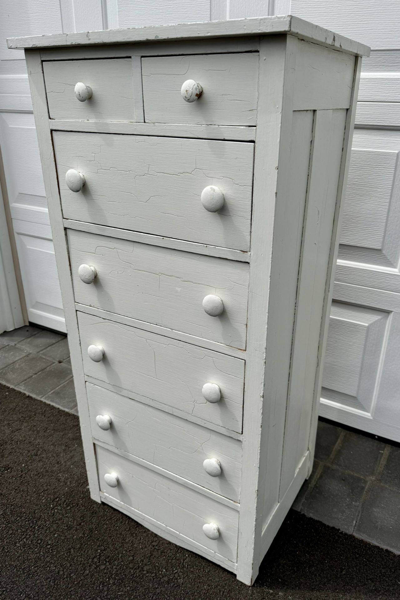 Antique White 7 Drawer Farmhouse Tall Dresser