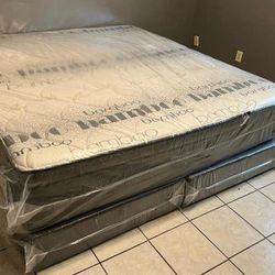 MATTRESS NEW KING SIZE PILLOW-TOP AND BOX SPRING-2PCS-OFFER DELIVERY 
