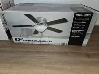 Brand New Hampton Bay 52" Indoor Flush Mount Ceiling Fan with Light Kit (Model: 162097L)