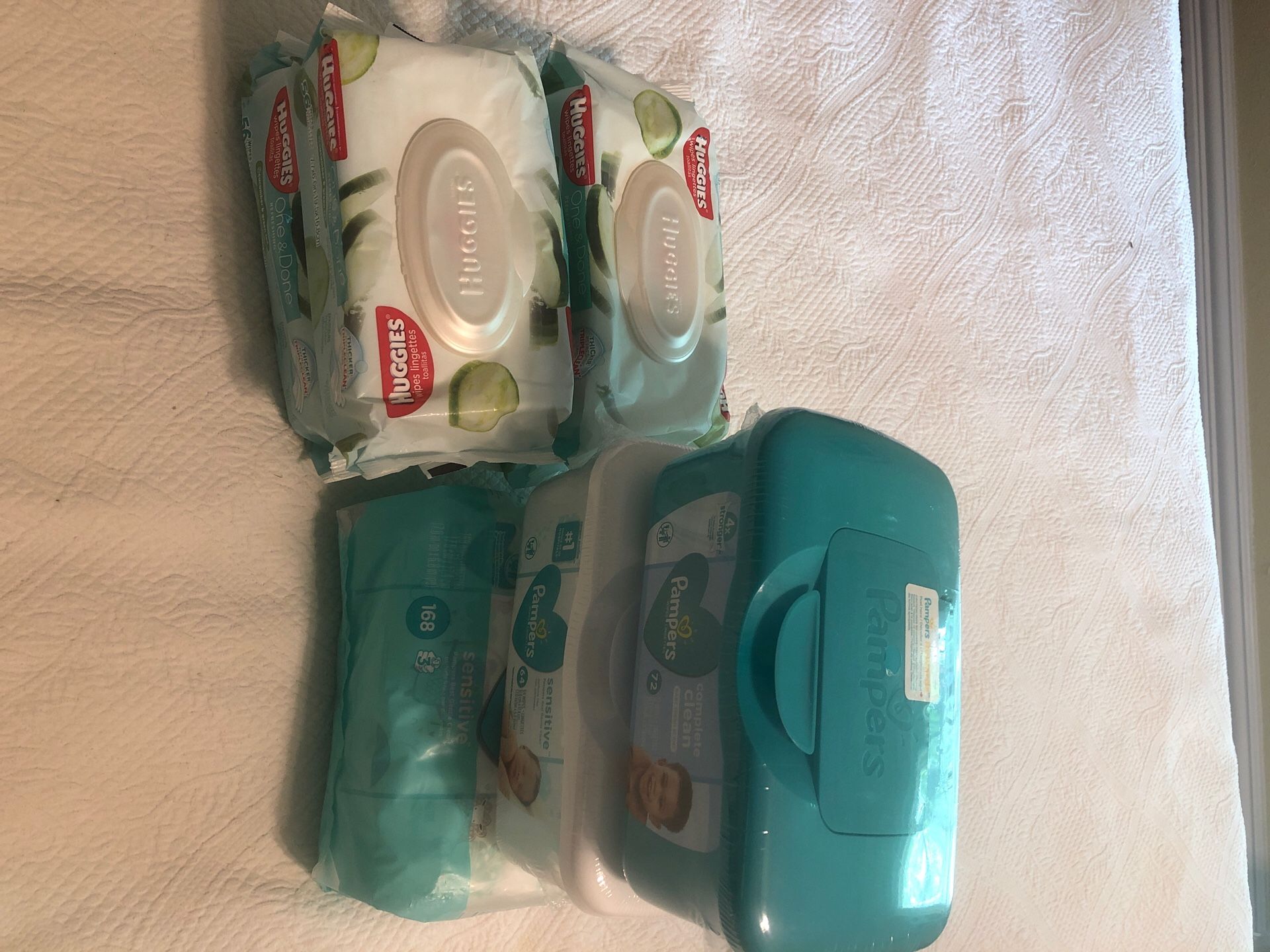 Wipes of different types of baby packages
